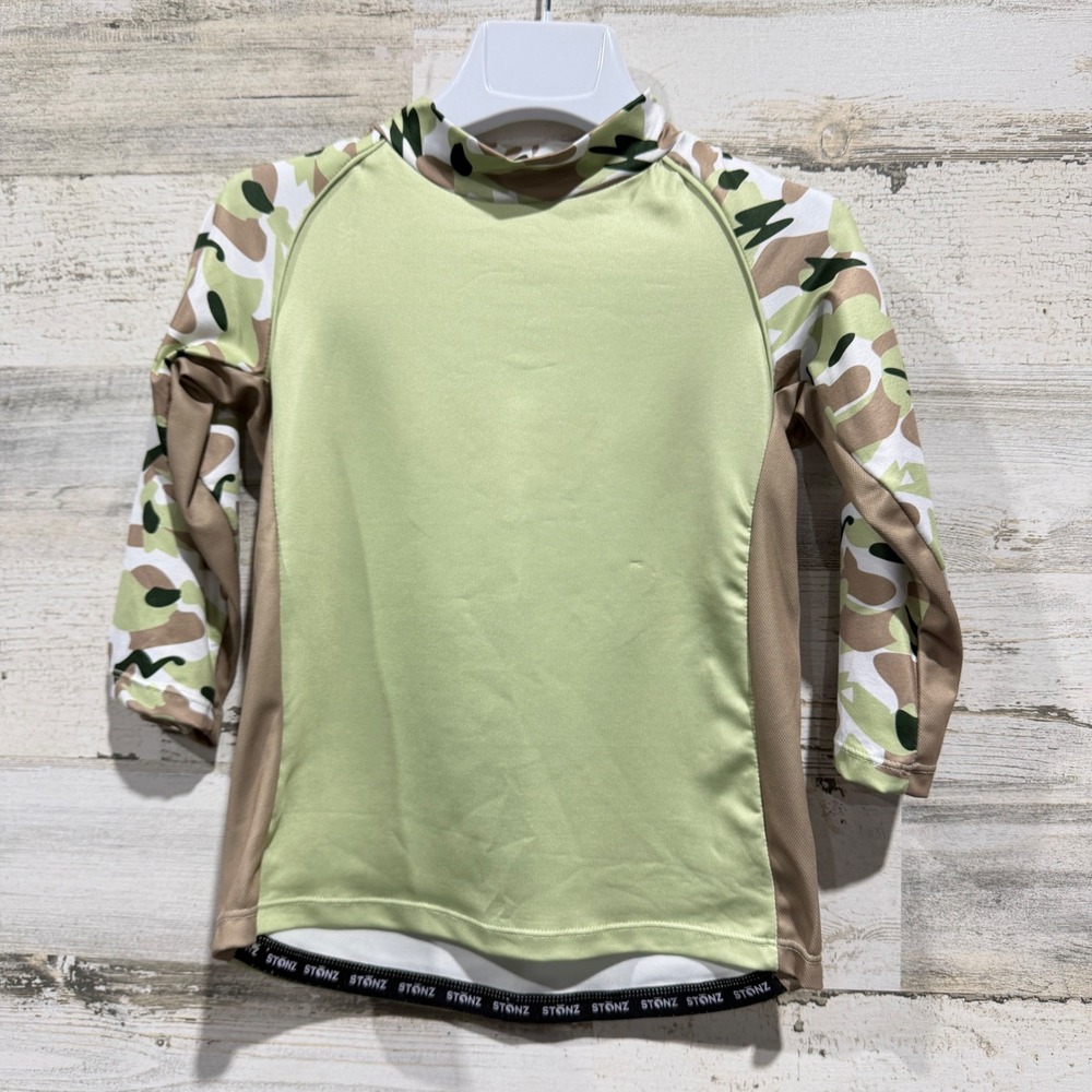 Stonz Sun Shirt Rash Guard Kids 3T Green Camo UPF 50 Outdoor Gorpcore NWT